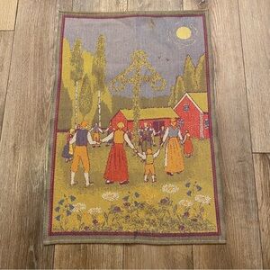 🌼 Ekelund Swedish Folk Art Tapestry 19x28 Midsummer Dance Wall Hanging Decor